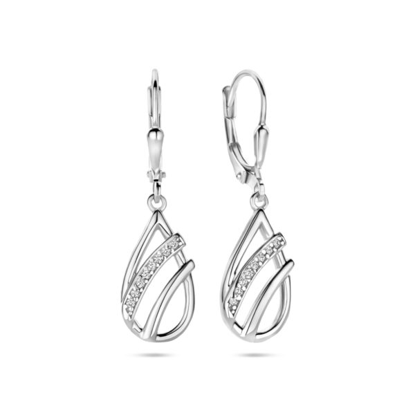 oorhangers druppel zirkonia brisur haak 33 mm zilver gerhodineerd - Afbeelding 3