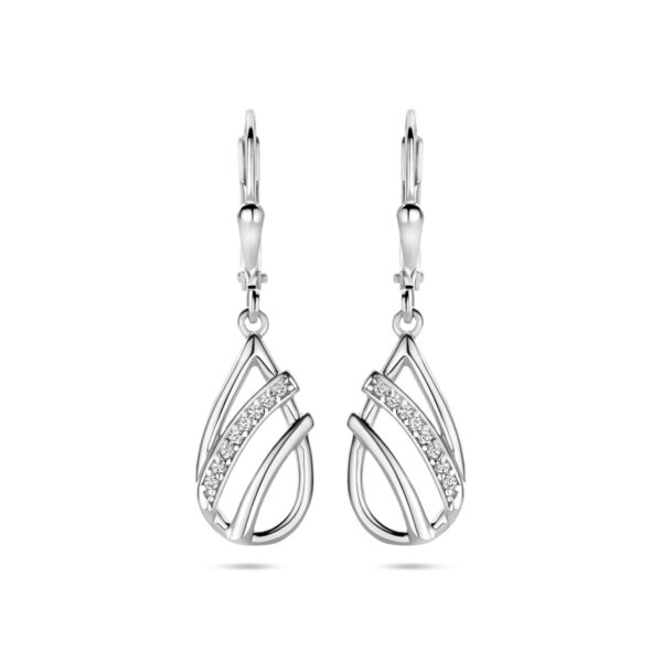 oorhangers druppel zirkonia brisur haak 33 mm zilver gerhodineerd