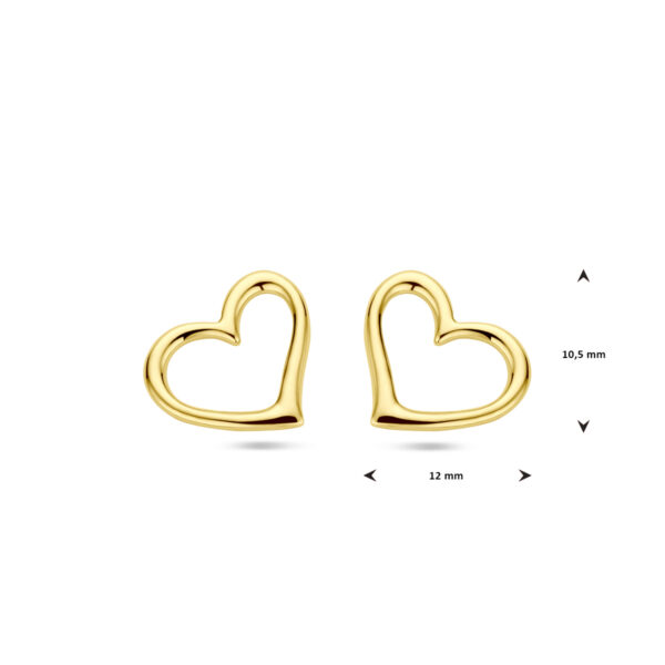 oorknoppen hart 1 micron zilver verguld (geel) - Afbeelding 4