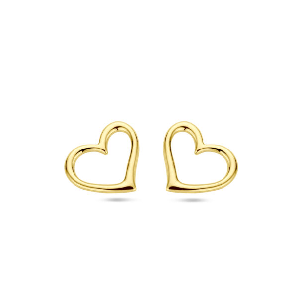 oorknoppen hart 1 micron zilver verguld (geel)