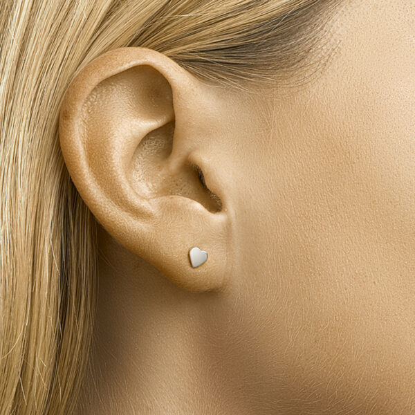oorknoppen hart zilver gerhodineerd - Afbeelding 2