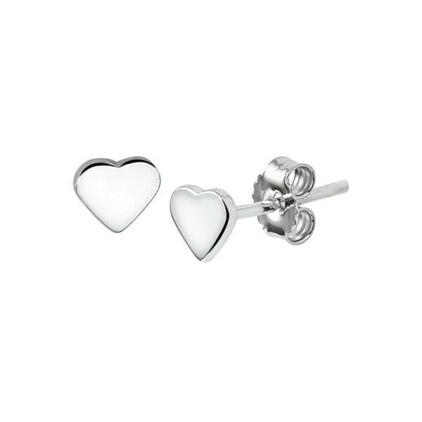 oorknoppen hart zilver gerhodineerd