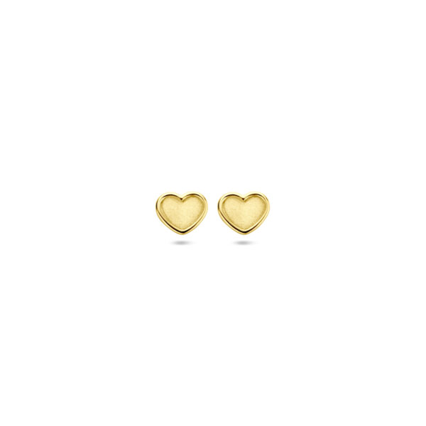 oorknoppen hartje poli/mat 4,5 mm 14K geelgoud