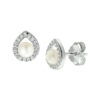 oorknoppen parel en zirkonia zilver gerhodineerd