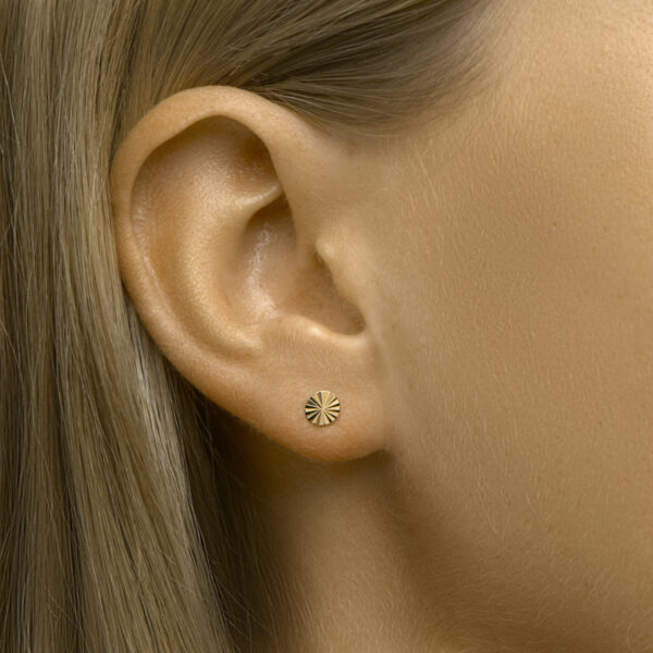 oorknoppen rond gediamanteerd 14K geelgoud - Afbeelding 2