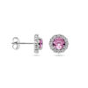 oorknoppen roze en wit zirkonia halo zilver gerhodineerd - Afbeelding 3