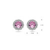 oorknoppen roze en wit zirkonia halo zilver gerhodineerd - Afbeelding 4
