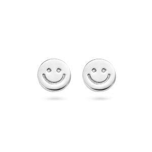 oorknoppen smiley zilver gerhodineerd