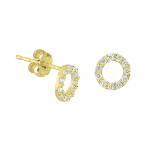 oorknoppen zirkonia 14K geelgoud