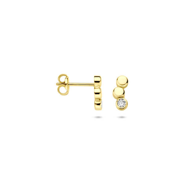 oorknoppen zirkonia 8,5 mm 14K geelgoud - Afbeelding 3
