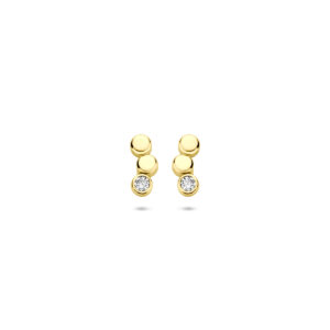 oorknoppen zirkonia 8,5 mm 14K geelgoud