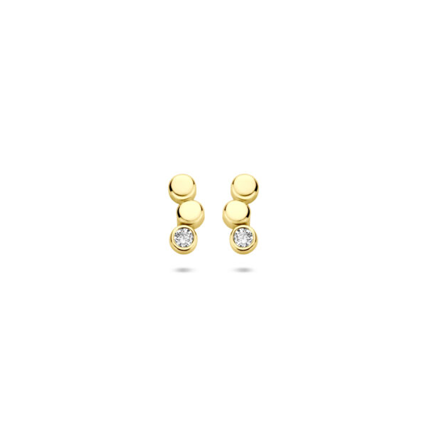 oorknoppen zirkonia 8,5 mm 14K geelgoud