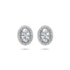 oorknoppen zirkonia halo zilver gerhodineerd