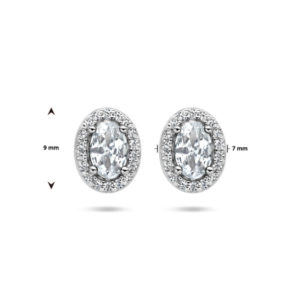 oorknoppen zirkonia halo zilver gerhodineerd - Afbeelding 4