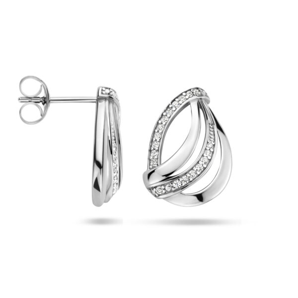 oorknoppen zirkonia zilver gerhodineerd - Afbeelding 3