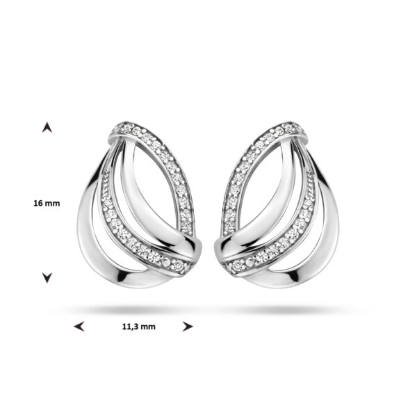 oorknoppen zirkonia zilver gerhodineerd - Afbeelding 4