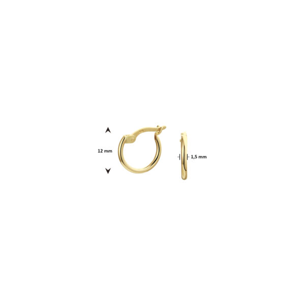 oorring 12 mm per stuk 14K geelgoud - Afbeelding 4