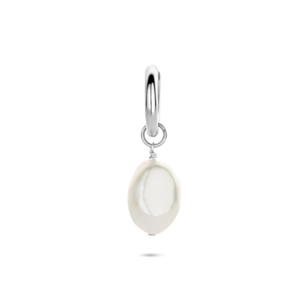 oorring parel per stuk 18 mm zilver gerhodineerd