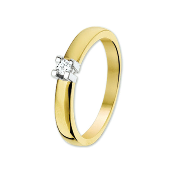 ring diamant 0.10ct h si 14K bicolor goud geel/wit