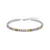 tennisarmband regenboog zirkonia 3,0 mm 17 + 3 cm zilver gerhodineerd