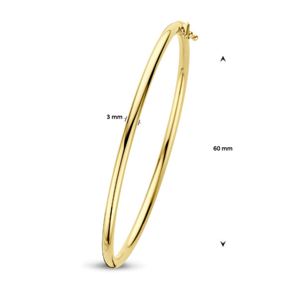 9k bangle scharnier ronde buis 3,0 mm 60 mm 9K geel kleurig - Afbeelding 4