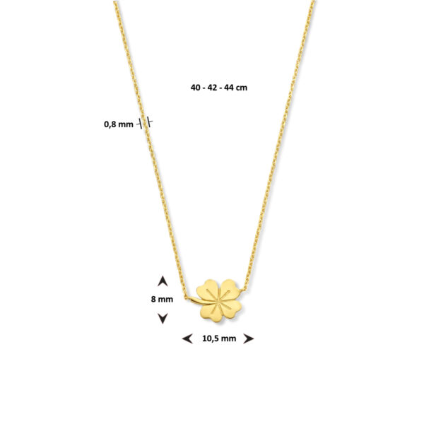 9k collier klaver 40 - 42 - 44 cm 9K geel kleurig - Afbeelding 4