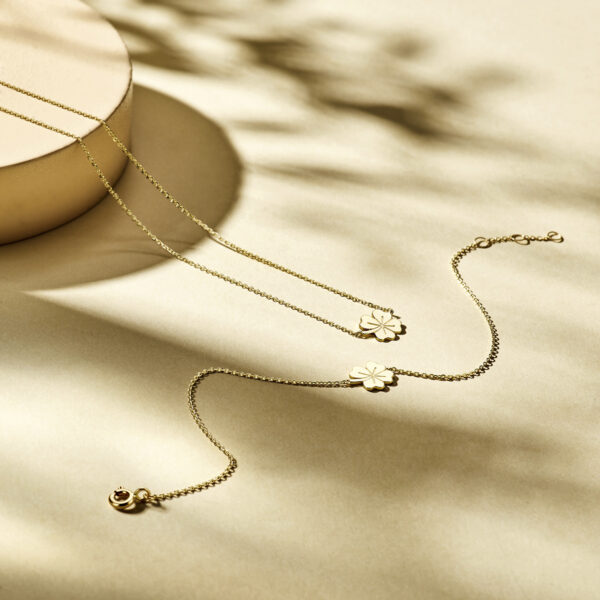 9k collier klaver 40 - 42 - 44 cm 9K geel kleurig - Afbeelding 5