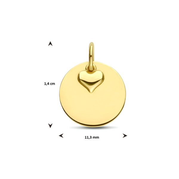 9k graveerhanger hartje 14 mm 9K geel kleurig - Afbeelding 4