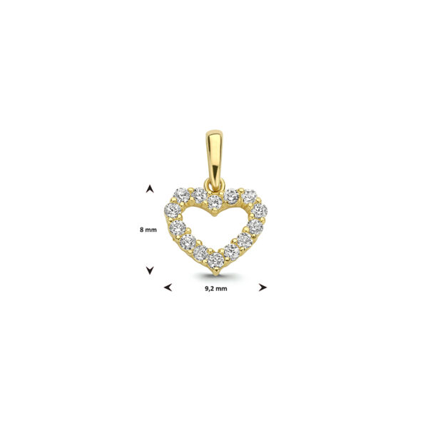9k hanger hart zirkonia 8 mm 9K geel kleurig - Afbeelding 4