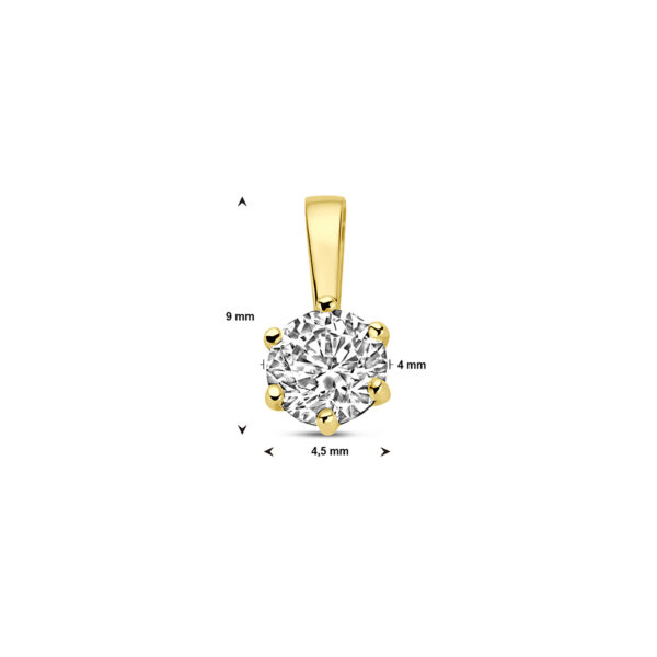 9k hanger zirkonia 9 mm 9K geel kleurig - Afbeelding 4