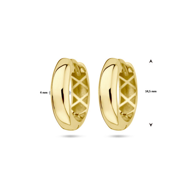 9k klapoorringen 14,5 mm halfronde buis 9K geel kleurig - Afbeelding 4