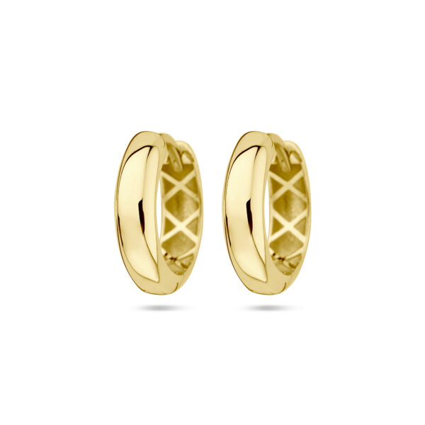 9k klapoorringen 14,5 mm halfronde buis 9K geel kleurig