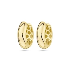 9k klapoorringen 15,5 mm halfronde buis 9K geel kleurig