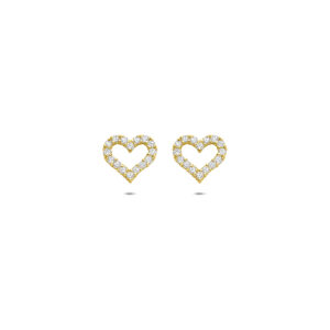 9k oorknoppen hart zirkonia 7 mm 9K geel kleurig