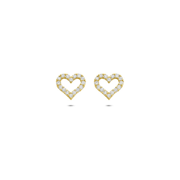 9k oorknoppen hart zirkonia 7 mm 9K geel kleurig