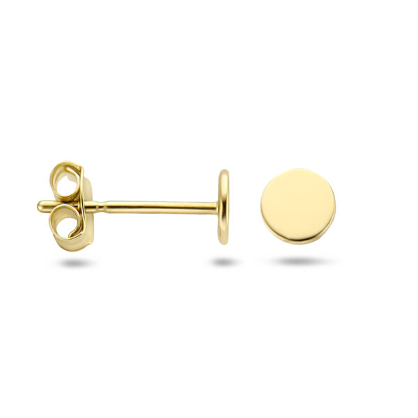 9k oorknoppen rond 4 mm 9K geel kleurig - Afbeelding 3