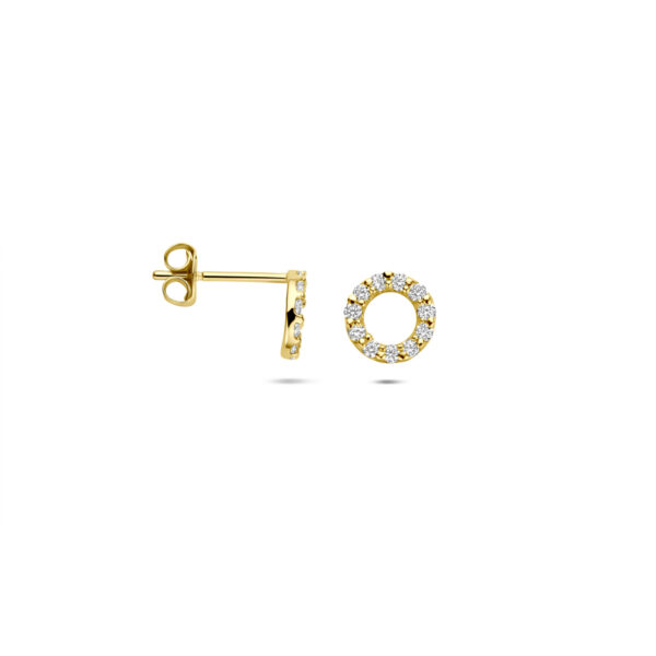 9k oorknoppen zirkonia 6,5 mm 9K geel kleurig - Afbeelding 3