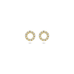 9k oorknoppen zirkonia 6,5 mm 9K geel kleurig