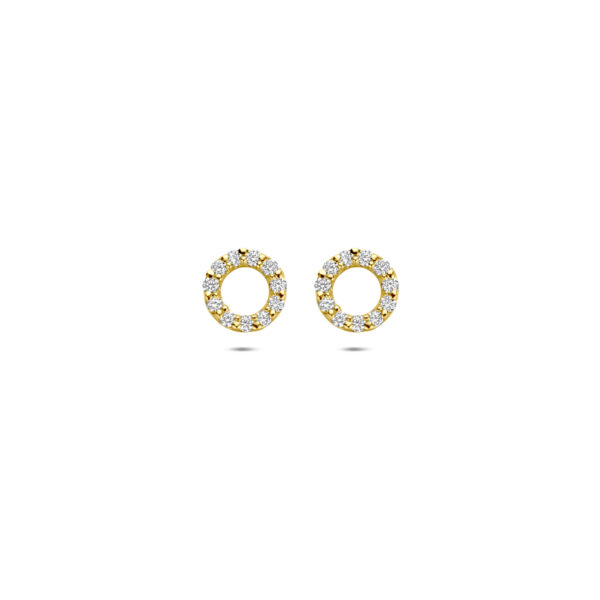 9k oorknoppen zirkonia 6,5 mm 9K geel kleurig
