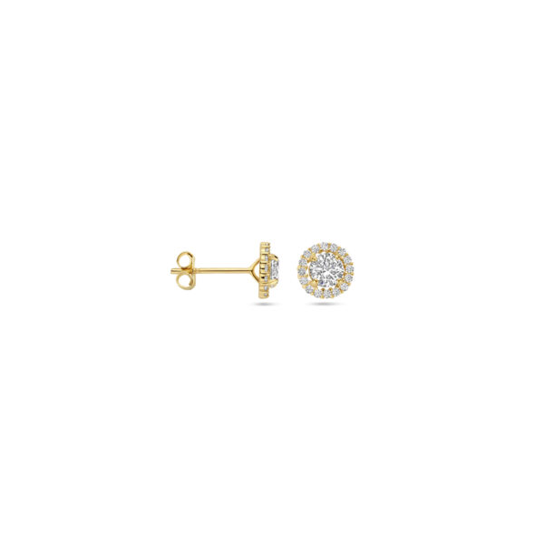 9k oorknoppen zirkonia 7 mm 9K geel kleurig - Afbeelding 3