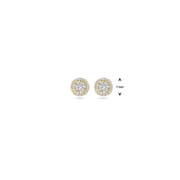 9k oorknoppen zirkonia 7 mm 9K geel kleurig - Afbeelding 4