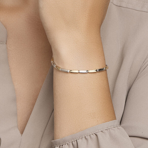 armband 19,5 cm 14K bicolor goud geel/wit - Afbeelding 2