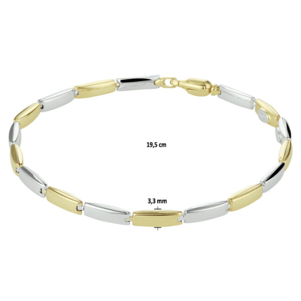 armband 19,5 cm 14K bicolor goud geel/wit - Afbeelding 3