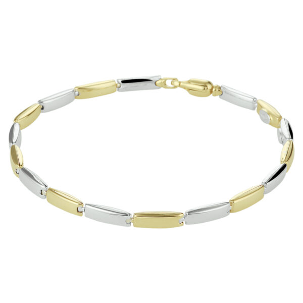 armband 19,5 cm 14K bicolor goud geel/wit