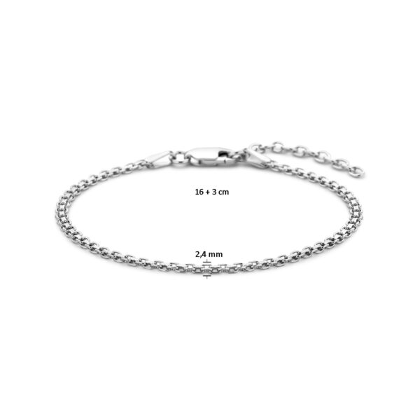 armband bismarck 2,4 mm 16 + 3 cm zilver gerhodineerd - Afbeelding 3