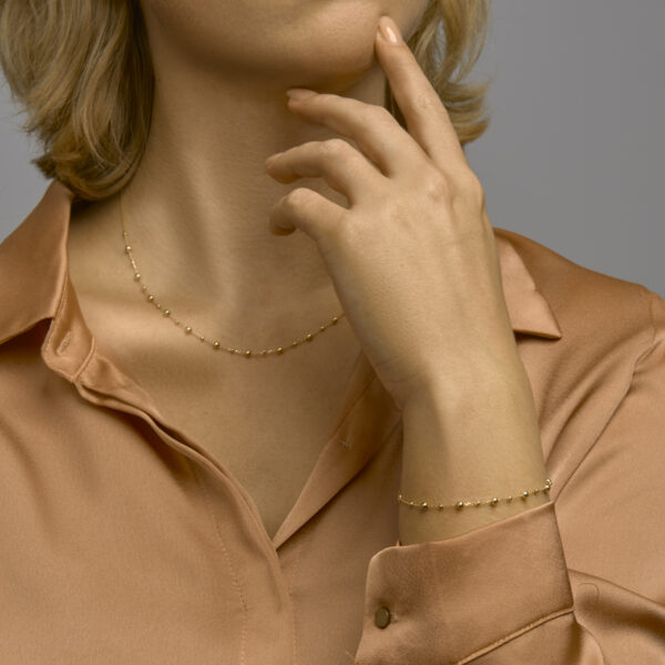 armband bolletjes 0,8 mm 16,5 - 18,5 cm 14K geelgoud - Afbeelding 3