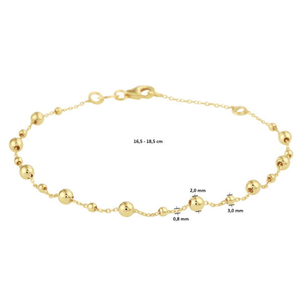armband bolletjes 0,8 mm 16,5 - 18,5 cm 14K geelgoud - Afbeelding 4