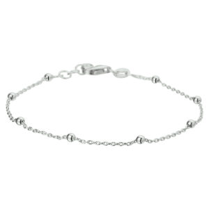 armband bolletjes 1,2 mm 17 + 2 cm zilver gerhodineerd