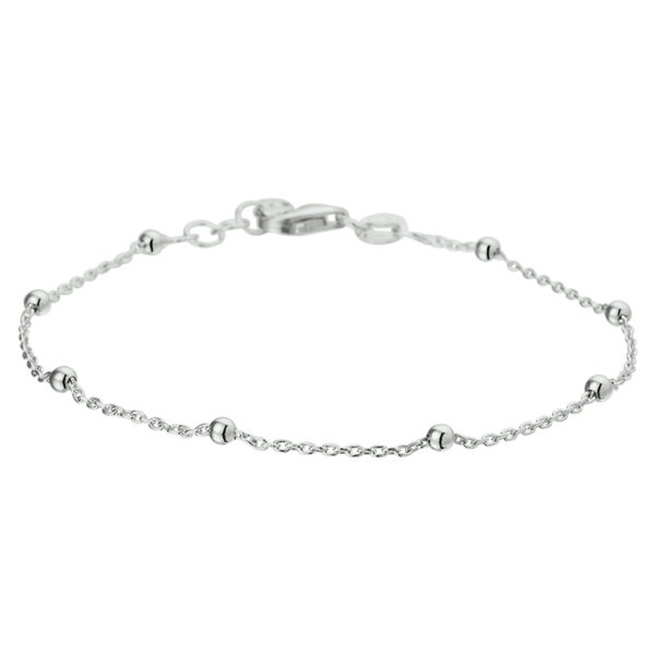 armband bolletjes 1,2 mm 17 + 2 cm zilver gerhodineerd