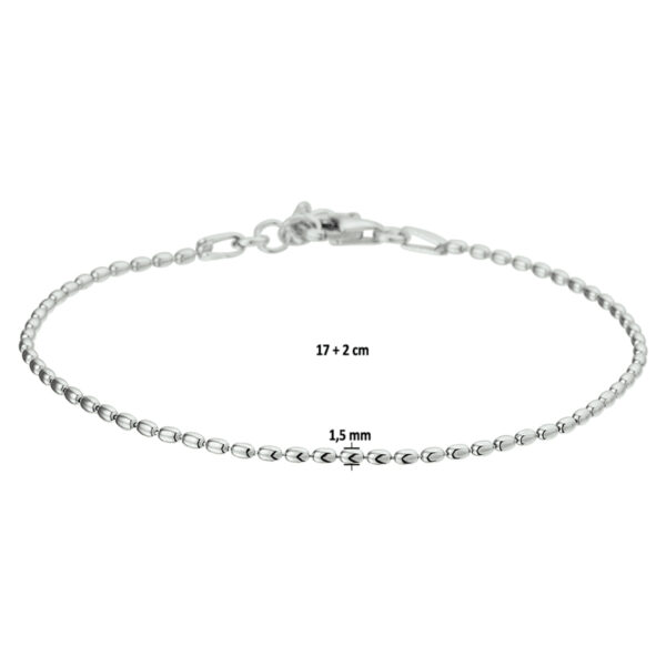 armband bolletjes 1,5 mm 17 + 2 cm zilver gerhodineerd - Afbeelding 3